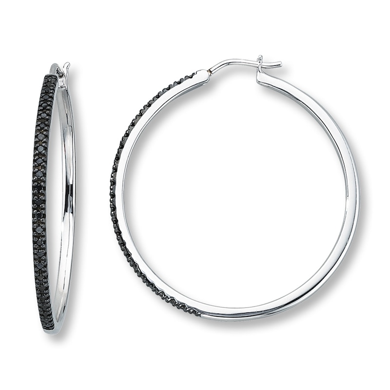 Main Image 1 of Previously Owned Black Diamond Earrings 1/4 ct tw Round-cut Sterling Silver