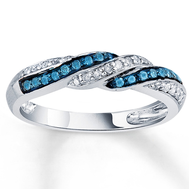 Main Image 1 of Previously Owned Blue Diamond Ring 1/4 ct tw Sterling Silver