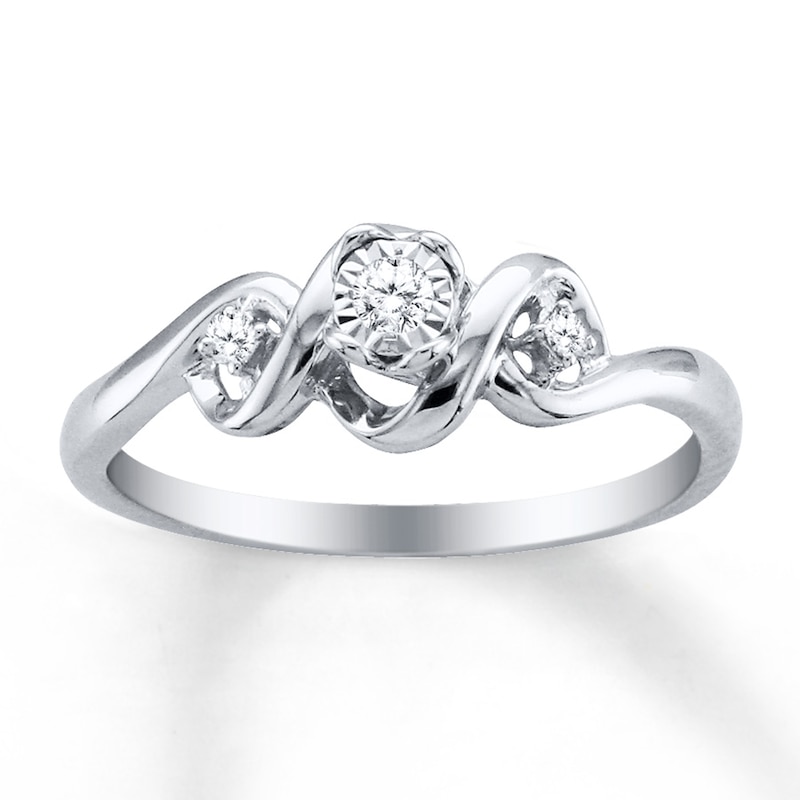 Main Image 1 of Previously Owned Diamond Promise Ring 1/15 ct tw Round Sterling Silver