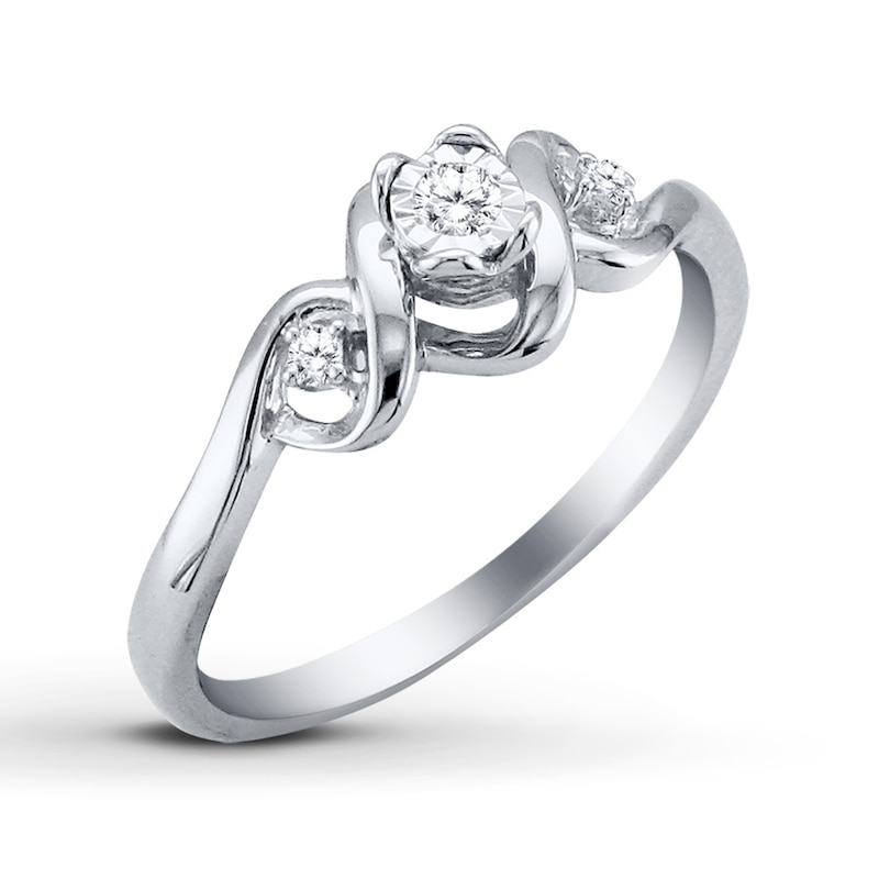Main Image 2 of Previously Owned Diamond Promise Ring 1/15 ct tw Round Sterling Silver