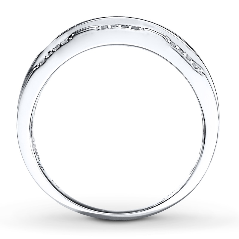 Main Image 2 of Previously Owned Men's Wedding Band 1/2 ct tw Round-cut Diamonds 10K White Gold