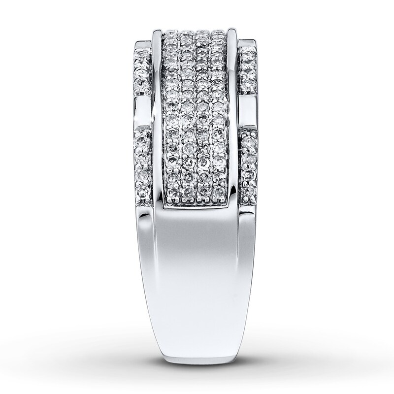 Main Image 3 of Previously Owned Men's Wedding Band 1/2 ct tw Round-cut Diamonds 10K White Gold