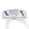 Thumbnail Image 1 of Previously Owned Men's Black & White Diamond Wedding Band 1/5 ct tw Round-cut 10K White Gold