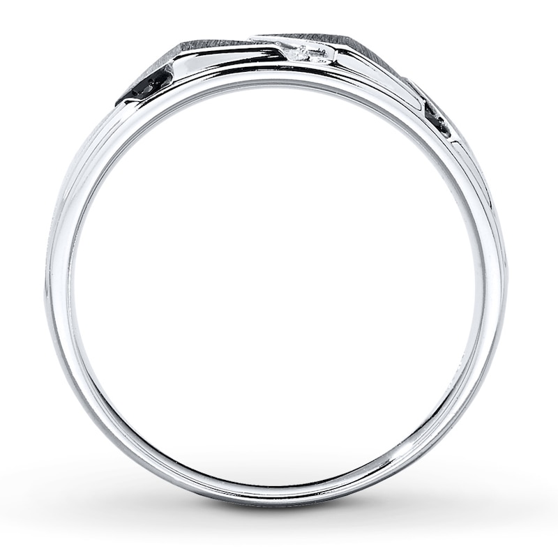 Previously Owned Men's Black & White Diamond Wedding Band 1/5 ct tw Round-cut 10K White Gold