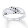 Thumbnail Image 1 of Previously Owned Men's Diamond Wedding Band 1/4 ct tw Round-cut 10K White Gold