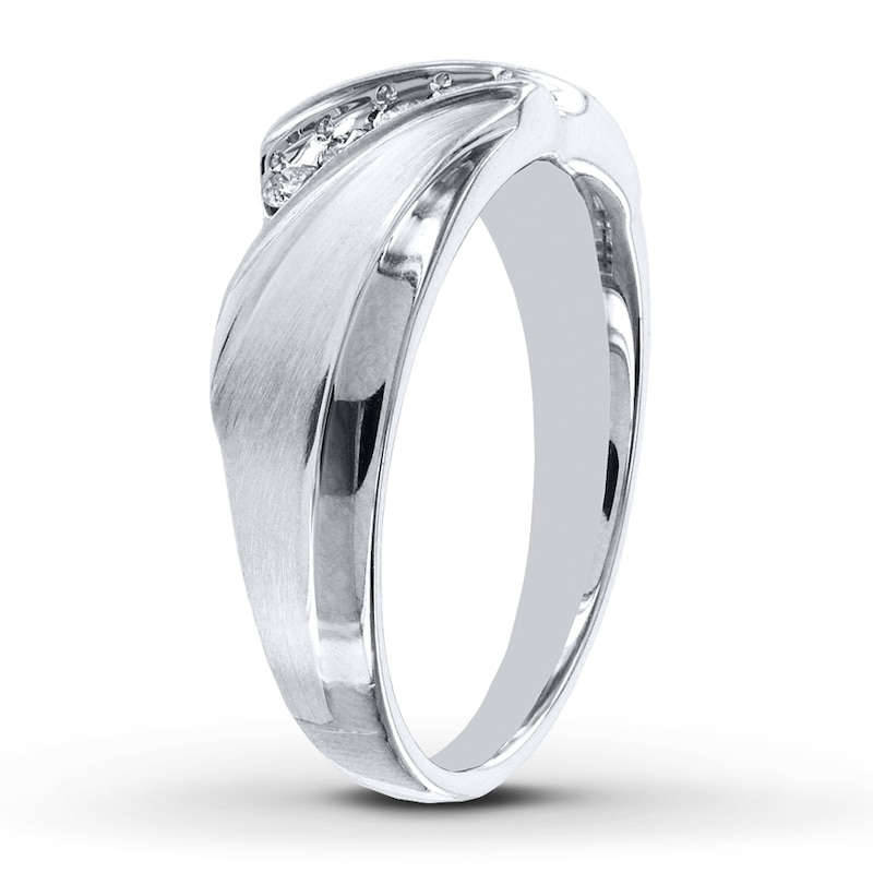 Main Image 2 of Previously Owned Men's Diamond Wedding Band 1/4 ct tw Round-cut 10K White Gold