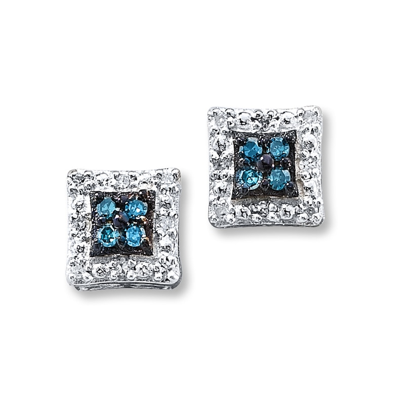 Previously Owned Blue & White Diamonds 1/10 ct tw Earrings Sterling Silver