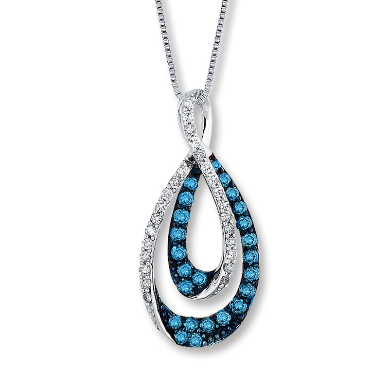 Main Image 1 of Previously Owned Blue/White Diamond Necklace 5/8 ct tw 14K White Gold
