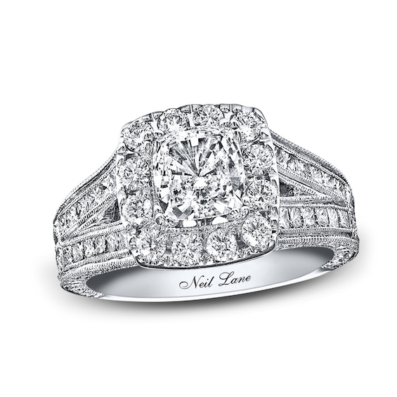 Previously Owned Neil Lane Engagement Ring 2 ct tw Cushion, Princess & Round-cut Diamonds 14K White Gold Size 5.5