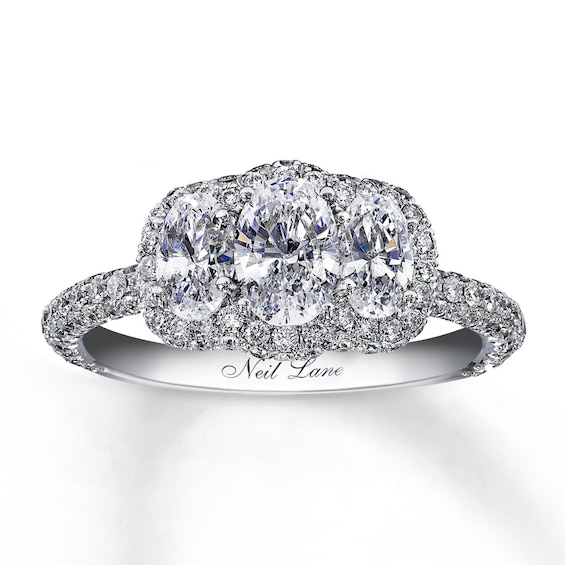 Previously Owned Neil Lane 3-Stone Ring 2-1/3 ct tw Diamonds Oval/Round-cut 14K White Gold