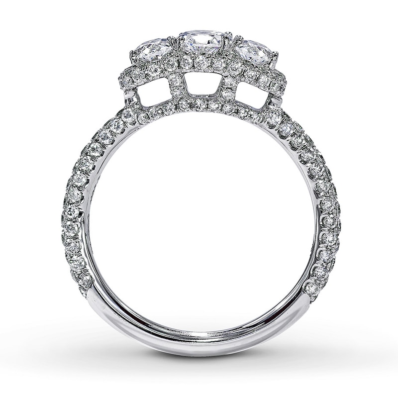 Main Image 2 of Previously Owned Neil Lane 3-Stone Ring 2-1/3 ct tw Diamonds Oval/Round-cut 14K White Gold