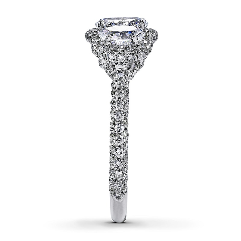 Main Image 3 of Previously Owned Neil Lane 3-Stone Ring 2-1/3 ct tw Diamonds Oval/Round-cut 14K White Gold