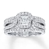 Thumbnail Image 0 of Previously Owned Diamond Bridal Set 1-1/2 ct tw Princess-cut 14K White Gold