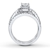 Thumbnail Image 1 of Previously Owned Diamond Bridal Set 1-1/2 ct tw Princess-cut 14K White Gold
