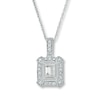 Thumbnail Image 0 of Previously Owned Diamond Necklace 1/4 ct tw Round & Baguett-Cut 10K White Gold