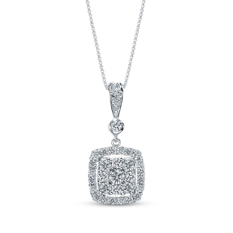 Main Image 1 of Previously Owned Diamond Necklace 3/8 ct tw Round-Cut 10K White Gold 18&quot;