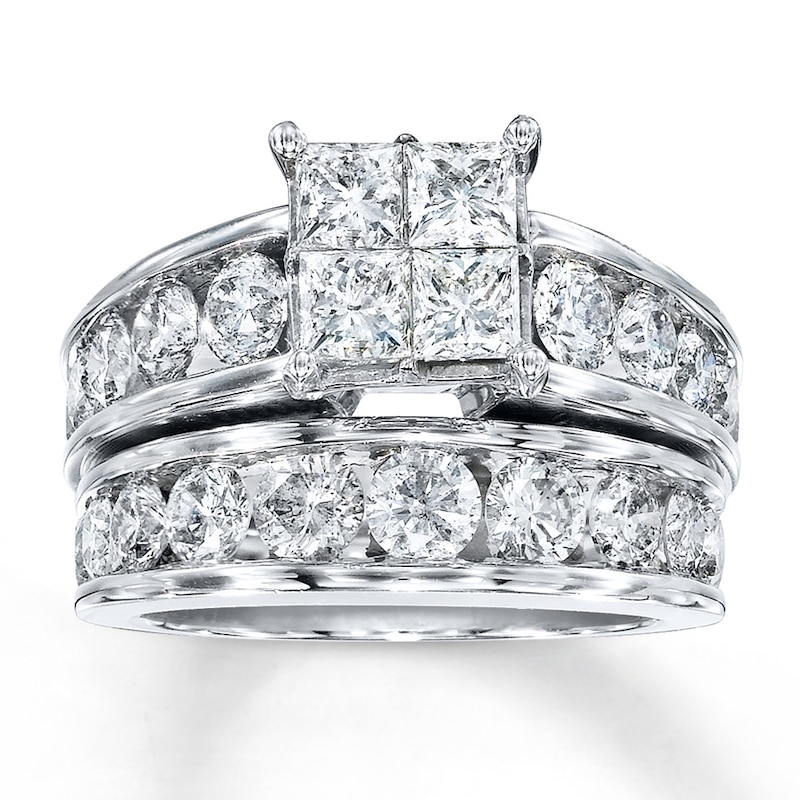 Main Image 1 of Previously Owned Diamond Bridal Set 4 ct tw Princess-cut 14K White Gold