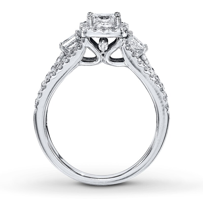 Main Image 2 of Previously Owned 3-Stone Diamond Ring 1-1/2 ct tw Princess-cut 14K White Gold