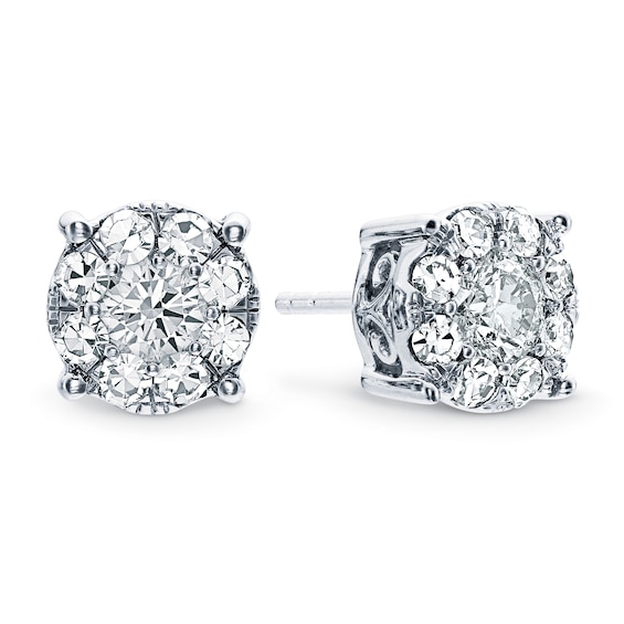 Previously Owned Diamond Earrings 1 ct tw Round-cut 14K White Gold