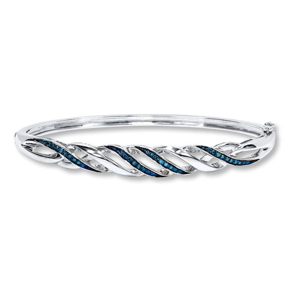 Previously Owned Blue Diamond Bangle 1/4 ct tw Sterling Silver