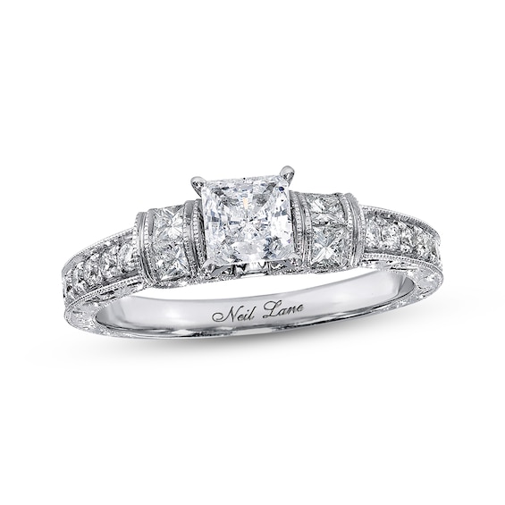 Previously Owned Diamond Engagement Ring 1-1/8 ct tw Princess & Round-cut 14K White Gold Size 4.5