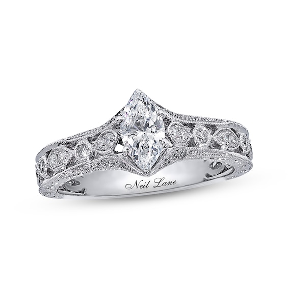 Previously Owned Neil Lane Diamond Engagement Ring 3/4 ct tw Marquise & Round-cut 14K White Gold Size 5