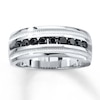 Thumbnail Image 1 of Previously Owned Men's Black Diamond Wedding Band 3/4 ct tw Round-cut Sterling Silver