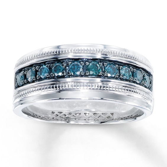 Previously Owned Men's Ring 1/2 ct tw Diamonds Sterling Silver