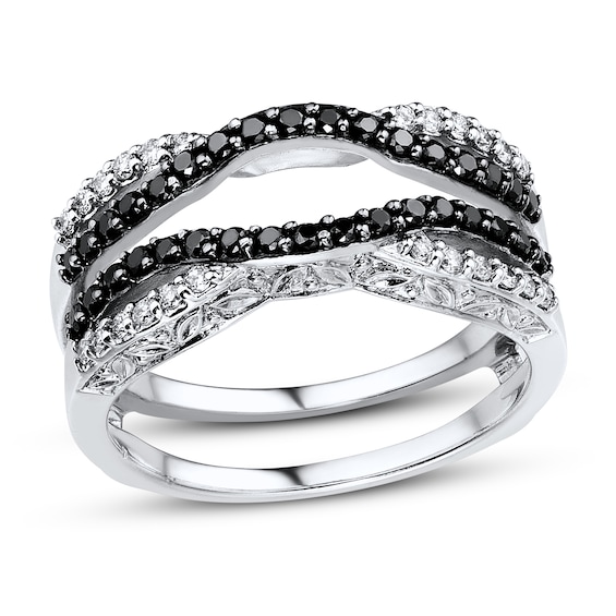Previously Owned Black & White Diamond Enhancer Ring 1/2 ct tw 14K White Gold