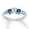 Thumbnail Image 1 of Previously Owned Blue/White Diamond Ring 3/4 ct tw Round-cut 10K White Gold