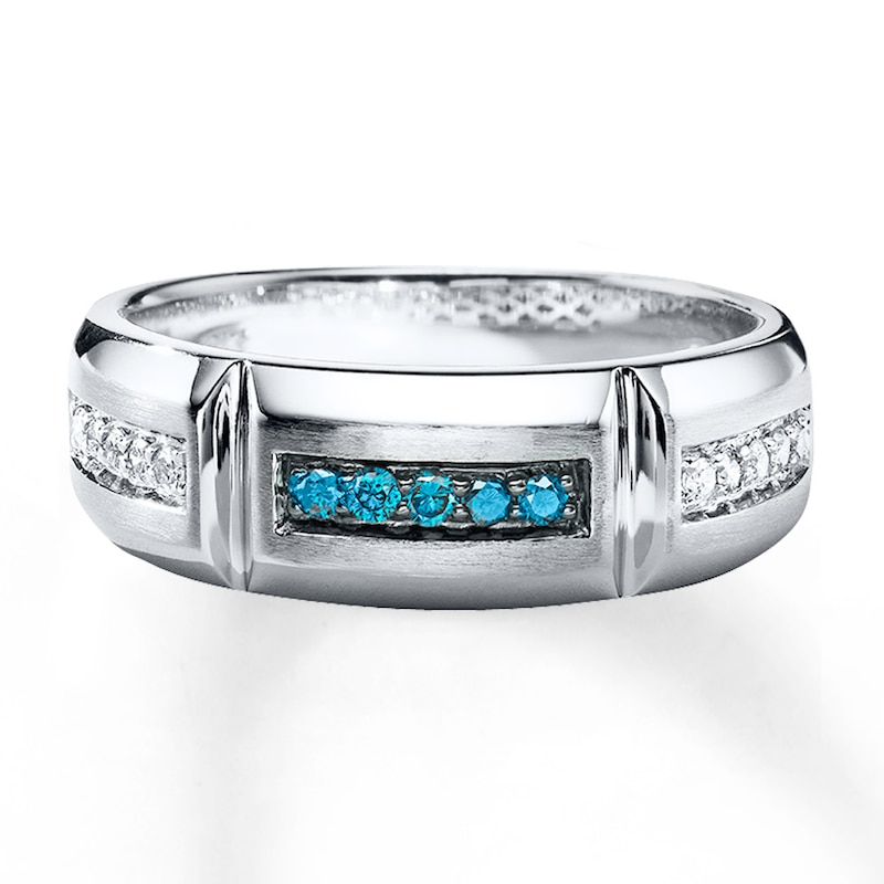 Previously Owned Men's Wedding Band 1/4 ct tw Round-cut Diamonds 10K White Gold