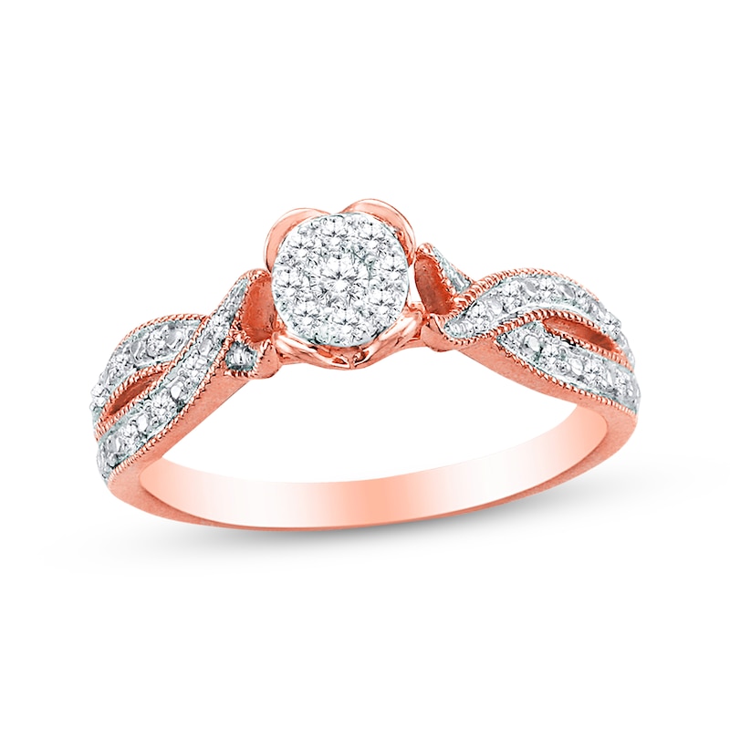 Previously Owned Heart Diamond Promise Ring 1/5 ct tw Round 10K Rose Gold