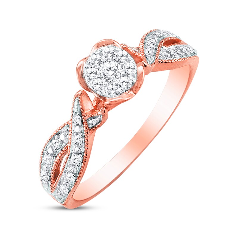 Main Image 2 of Previously Owned Heart Diamond Promise Ring 1/5 ct tw Round 10K Rose Gold