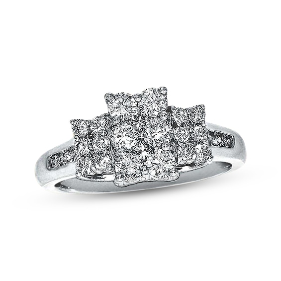 Previously Owned Multi-Diamond Engagement Ring 1 ct tw Round-cut 14K White Gold