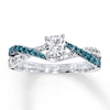 Thumbnail Image 1 of Previously Owned Blue/White Diamond Engagement Ring 3/4 ct tw 14K White Gold