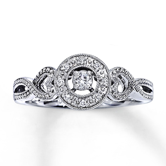 Previously Owned Diamond Promise Ring 1/10 ct tw Round-cut 10K White Gold