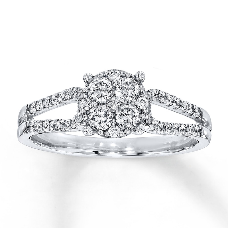 Main Image 1 of Previously Owned Diamond Promise Ring 1/2 ct tw Round 10K White Gold