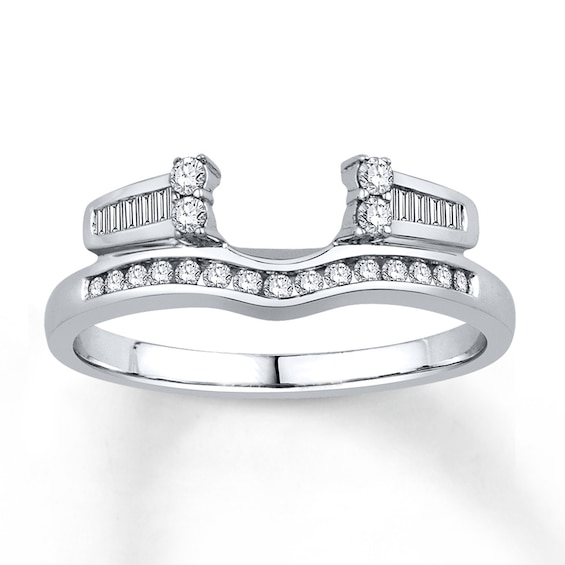 Previously Owned Diamond Enhancer Ring 1/4 ct tw Baguette/Round 14K White Gold