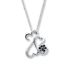 Thumbnail Image 1 of Previously Owned Heart Necklace 1/20 ct tw Black Diamonds Sterling Silver 18&quot;