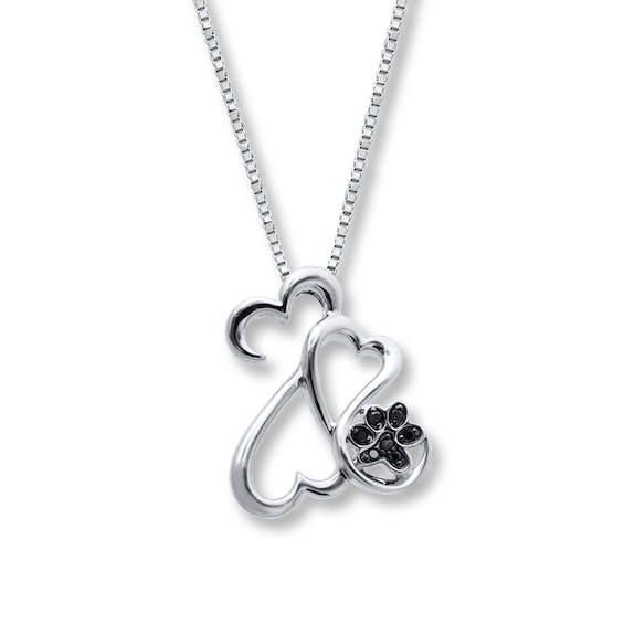 Previously Owned Heart Necklace 1/20 ct tw Black Diamonds Sterling Silver 18"