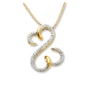 Thumbnail Image 1 of Previously Owned Open Hearts Necklace 1/8 cttw Diamonds 10K Yellow Gold