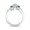 Thumbnail Image 3 of Previously Owned Blue/White Diamond 3-Stone Engagement Ring 3/4 ct tw Round-cut 10K White Gold