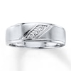 Thumbnail Image 1 of Previously Owned Men's Wedding Band 1/10 ct tw Round-cut Diamonds 10K White Gold