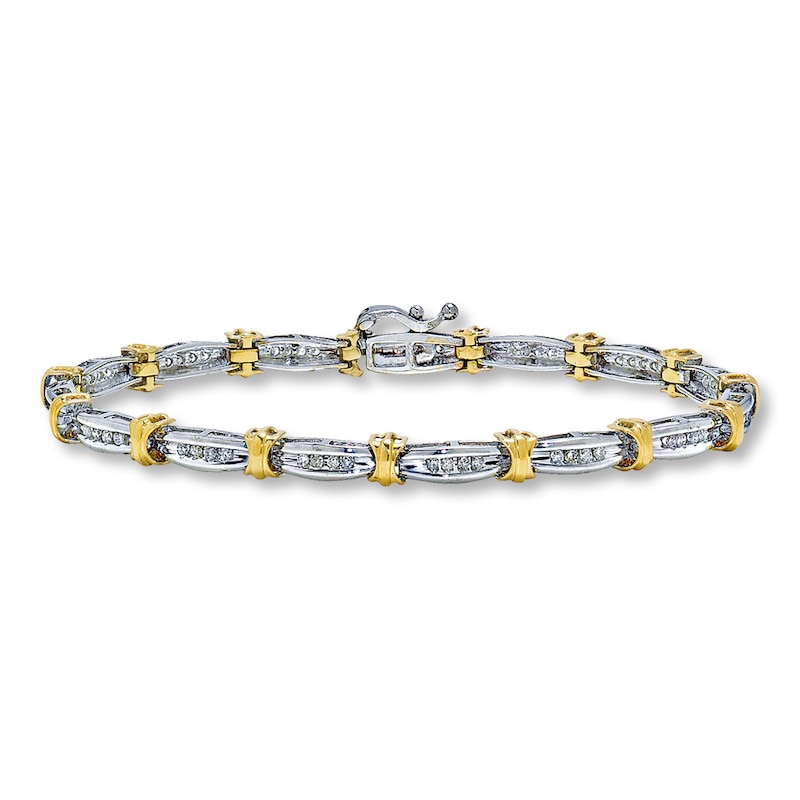Main Image 1 of Previously Owned Diamond Bracelet 1/2 ct tw Round-cut 10K Two-Tone Gold