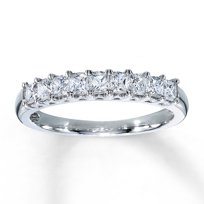 Main Image 1 of Previously Owned Women's Diamond Band 5/8 ct tw Princess-cut 18K White Gold