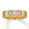 Previously Owned Men's Diamond Wedding Band 1/2 cttw Round/Baguette 14K Yellow Gold