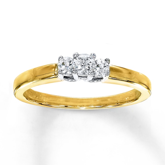 Previously Owned Three-Stone Diamond Ring 1/4 ct tw 10K Two-Tone Gold