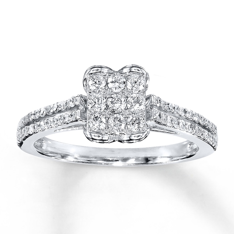 Main Image 1 of Previously Owned Diamond Engagement Ring 3/8 ct tw Round-cut 10K White Gold