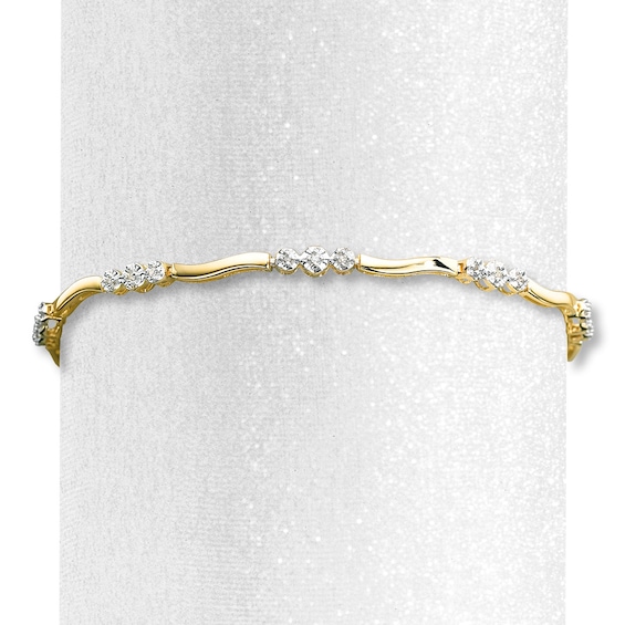 Previously Owned Diamond Bracelet 1/8 ct tw Round-cut 10K Yellow Gold 7.5"