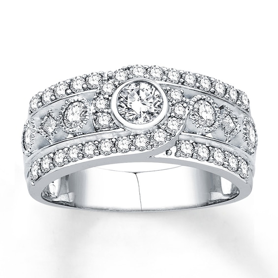 Previously Owned Diamond Anniversary Band 1 ct tw Princess & Round 14K White Gold